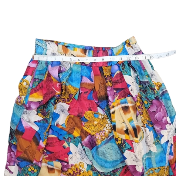 *set* Vintage Rafaella 100% silk pleated skirt with silk tie blouse Women's M/L - Picture 10 of 15